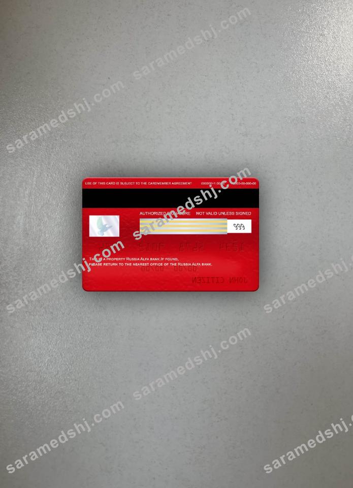 Russia Alfa bank visa classic card photolook back